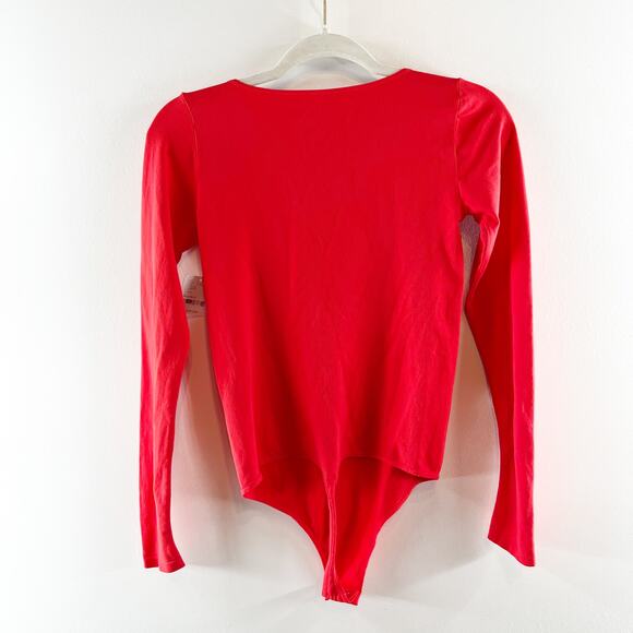 Intimately Free People Long Sleeve Seamless Crewneck Bodysuit Red Medium Large - Picture 6 of 8